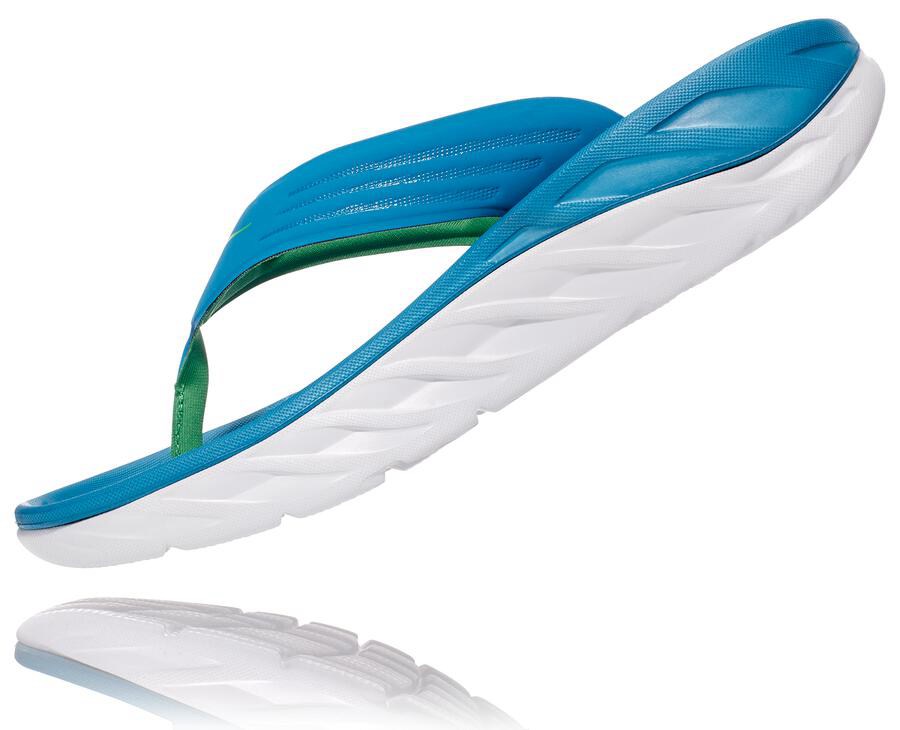 Sandals Mens - Hoka One One ORA Recovery Flip - Blue/White - SEBQKOV-21